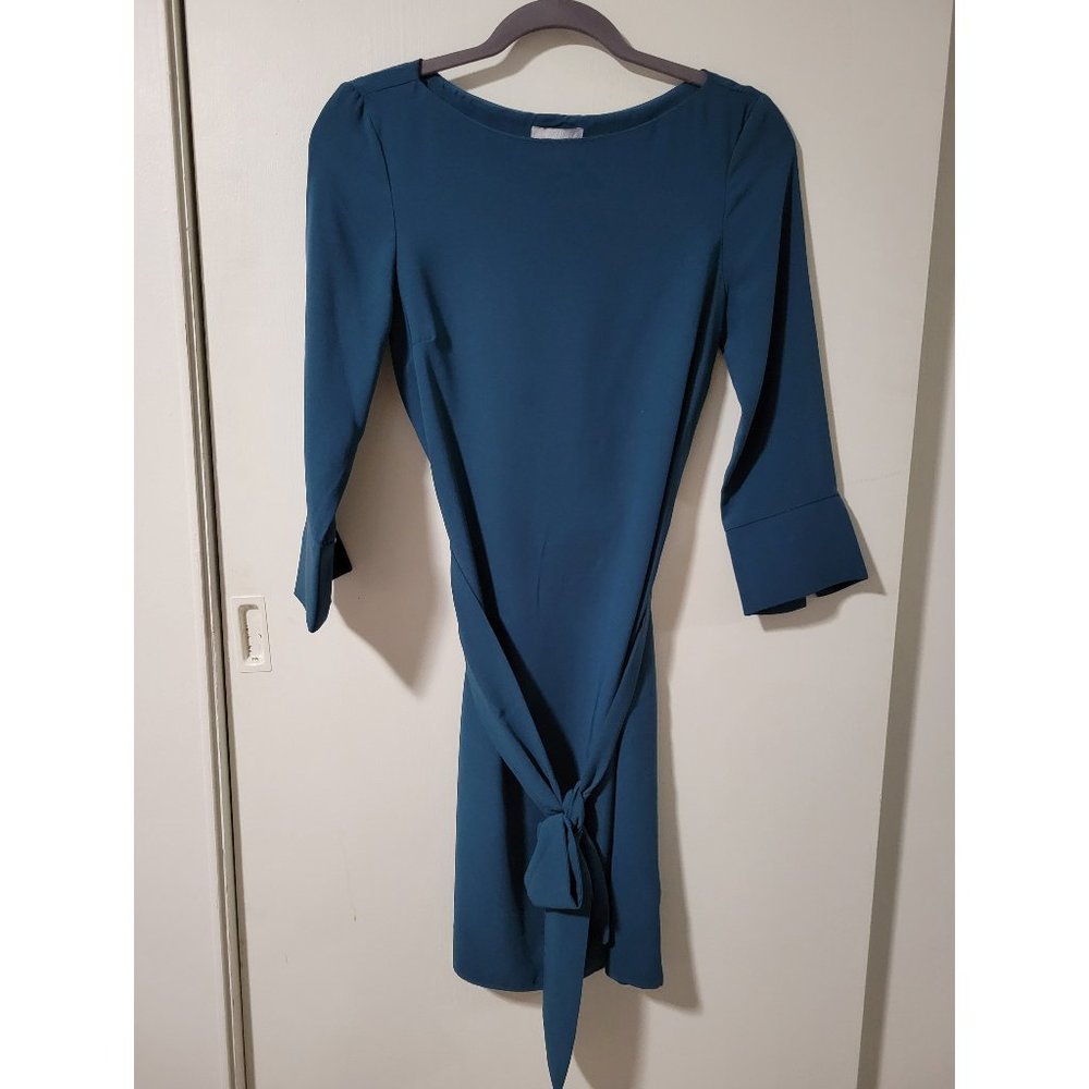 H&M Teal Dress with Tie Belt Size 2